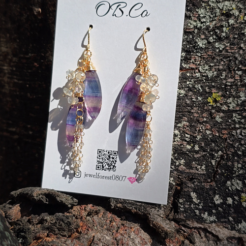 14kgf 天然石 フローライトのピアス【GSPi49】 ピアス（フック