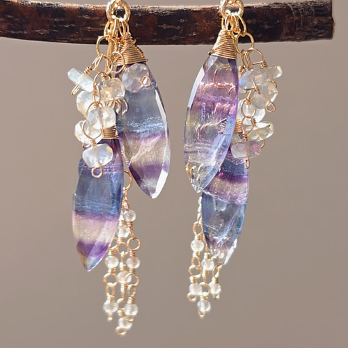 14kgf 天然石 フローライトのピアス【GSPi49】 ピアス（フック