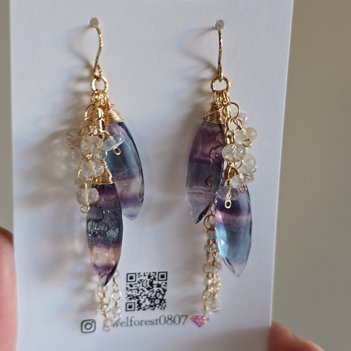 14kgf 天然石 フローライトのピアス【GSPi49】 ピアス（フック