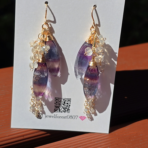 14kgf 天然石 フローライトのピアス【GSPi49】 ピアス（フック