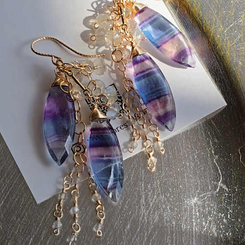 14kgf 天然石 フローライトのピアス【GSPi49】 ピアス（フック