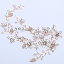 ヘッドドレス ウェディング ヘアアクセサリー 小枝 花 ブライダル 髪飾り 花嫁 カチューシャ ヘアピン パール 結婚式 7枚目の画像