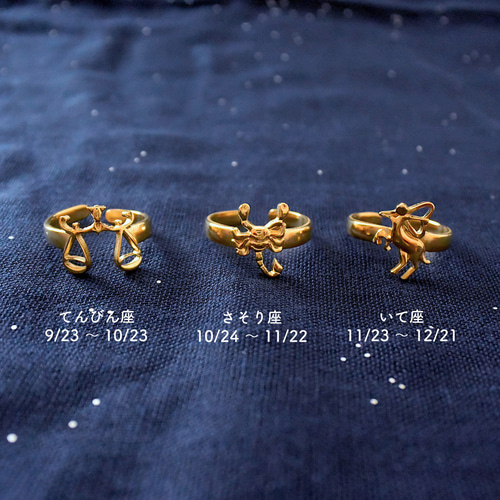 Akira07e.m. 2021クリスマス限定 星モチーフ リング 11号 12星座モチーフのオープンリング 調節可能 ニッケルフリー 指輪