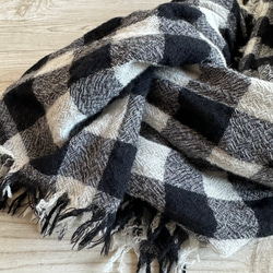 ＊　ウールガーゼ　大判ストールマフラー（ブロックチェック）＊ 5枚目の画像