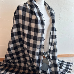 ＊　ウールガーゼ　大判ストールマフラー（ブロックチェック）＊ 8枚目の画像