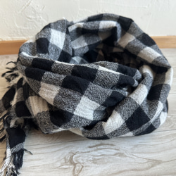 ＊　ウールガーゼ　大判ストールマフラー（ブロックチェック）＊ 3枚目の画像