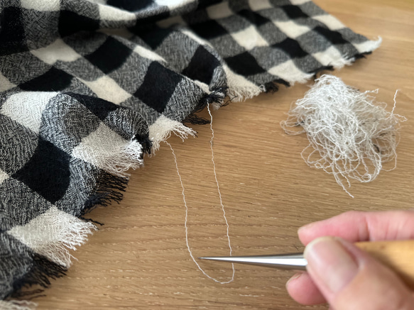 ＊　ウールガーゼ　大判ストールマフラー（ブロックチェック）＊ 10枚目の画像