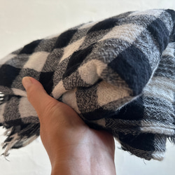 ＊　ウールガーゼ　大判ストールマフラー（ブロックチェック）＊ 9枚目の画像