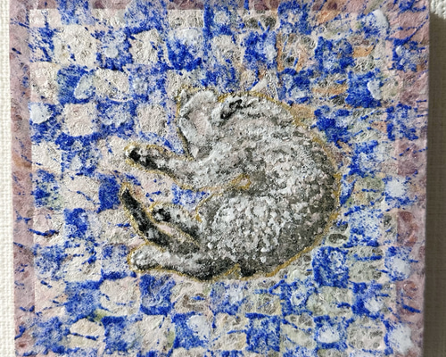 日本画 原画 猫】へそ天寝る猫 絵画 2900deJ 通販 18360143｜Creema