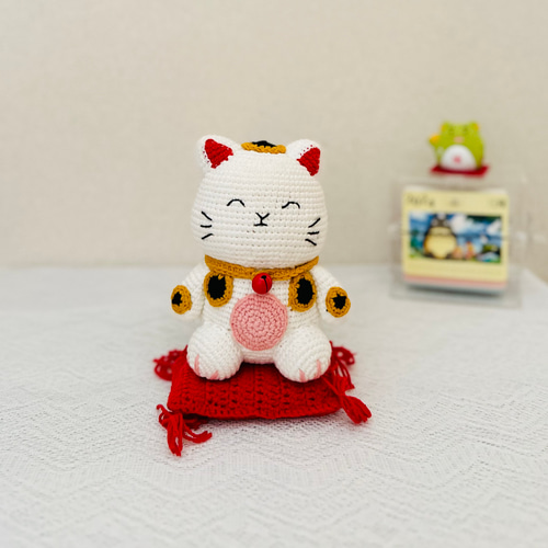 編みぐるみ 招き猫 ハンドメイド 置物 インテリア luckycat あみぐるみ