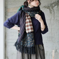 復刻再販】主役級マフラー！柄生地パッチワーク大判ストール