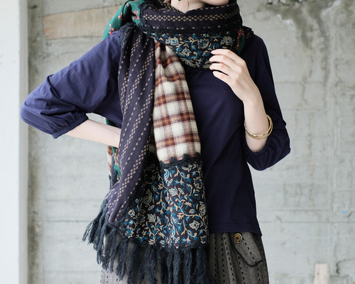 パッチワークデザイン ストール 大判 7c4d7b39a16175ce89c153119bcc2a