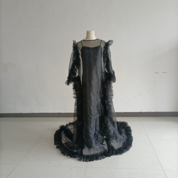 パーティードレス オーバードレス ブラック ラッフルフリル 華やかな  