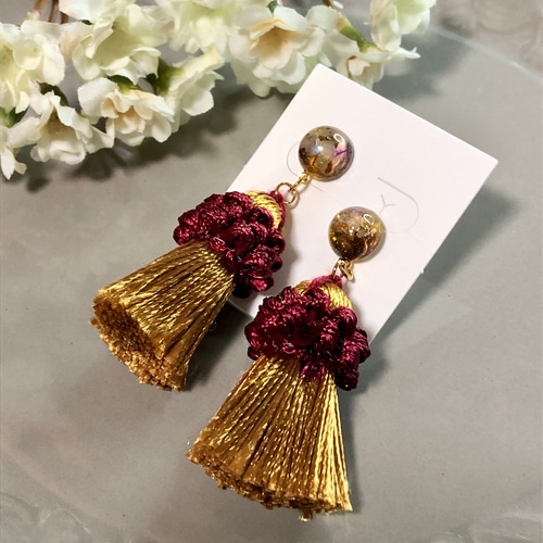 ハンドメイド♡タッセルピアス （ミナペルホネンハンドメイドピアス  