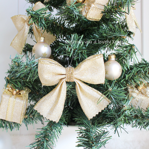 オーナメントセット キラキラゴールド リボン オーナメント プレゼント