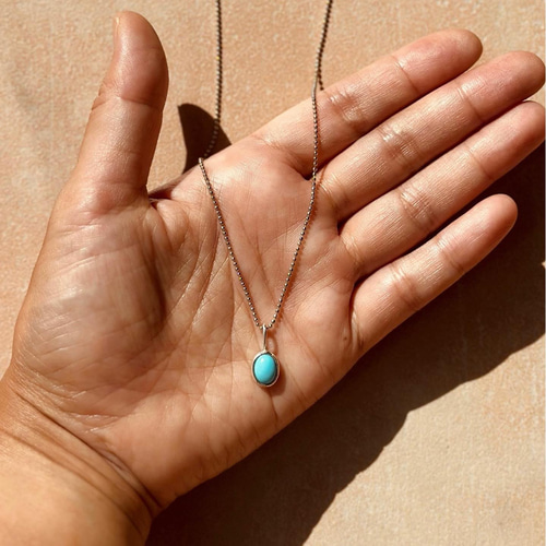 スリーピングビューティーターコイズネックレス彫金シルバー950