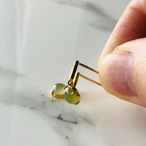【P1750-001】翡翠　ピアス　ミャンマー産　氷翡翠　18k ダイヤモンド P1750-001】ジェイド 翡翠 ヒスイ ピアス ミャンマー産 氷翡翠