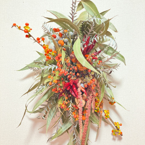 創作スワッグ 秋の実＆アマランサス スワッグ malay_roseyvespiaget