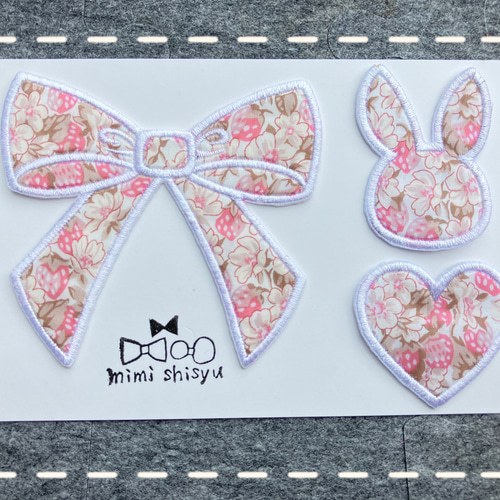 リバティ生地ひらがなワッペン ワッペン・アップリケ mimi