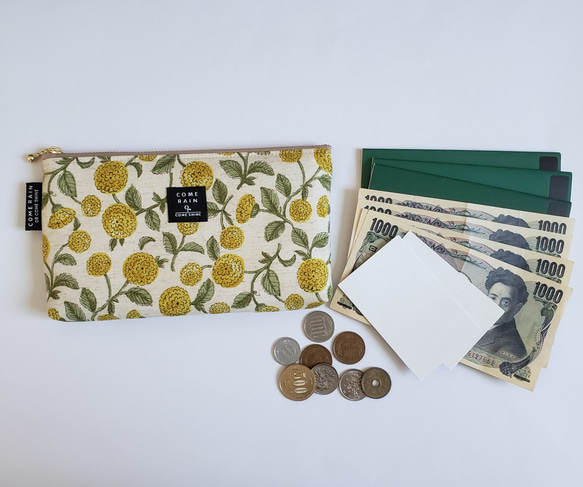 ハンドメイド✨ブラック向日葵柄カード12枚・通帳・書類ポーチ