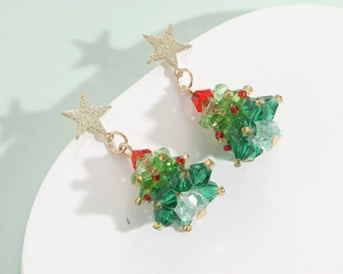 x'mas クリスマスピアス❤いよいよ12月 ピアス クリスマスツリーデザインゴールドフックピアス 送料無料