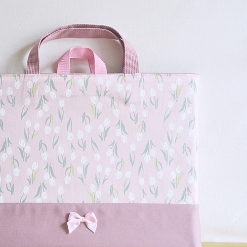 レッスンバッグ チューリップ ピンク・. #裏地付き#女の子 #男の子