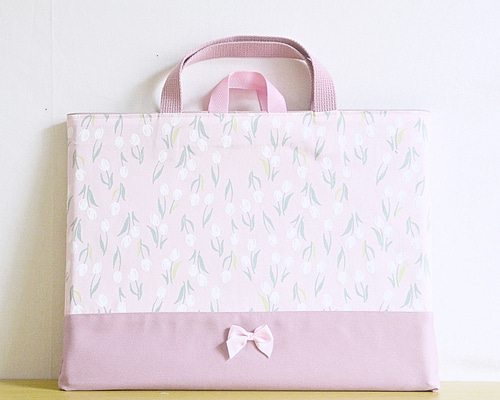 レッスンバッグ チューリップ ピンク・. #裏地付き#女の子 #男の子