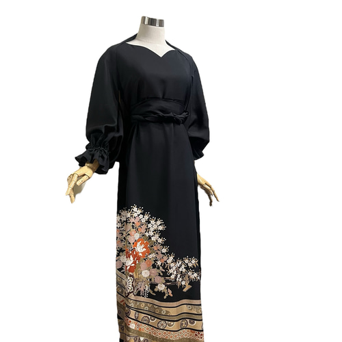 着物リメイク　ワンピース＆ボレロ SALE】d54 Мサイズ ワンピース ボレロ付き 着物リメイク