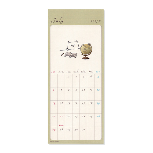 しろねこと昭和レトロなイラスト付きカレンダー2025（縦長