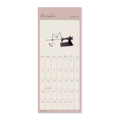 しろねこと昭和レトロなイラスト付きカレンダー2025（縦長