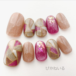 ピンクマグネット×ダルメシアン♡秋冬ネイル ネイルチップ（つけ爪