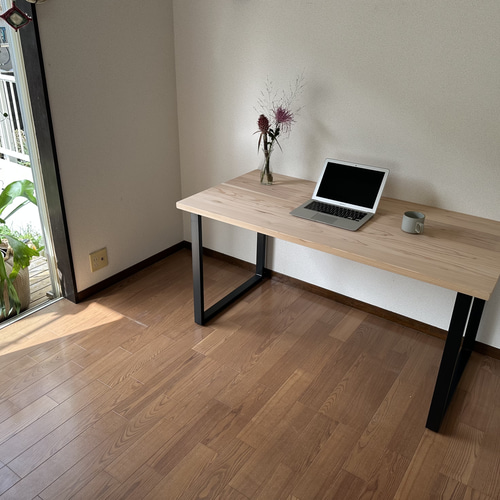 杉無垢材のワークデスク【ハンドメイド家具】 杉無垢材のナチュラル天板』の組み立て式ワークテーブル