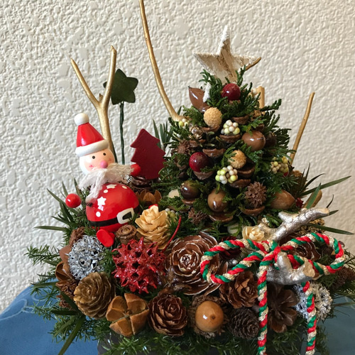 X'mas》北欧の森のサンタとツリーのアレンジ 高さ24cm（再販