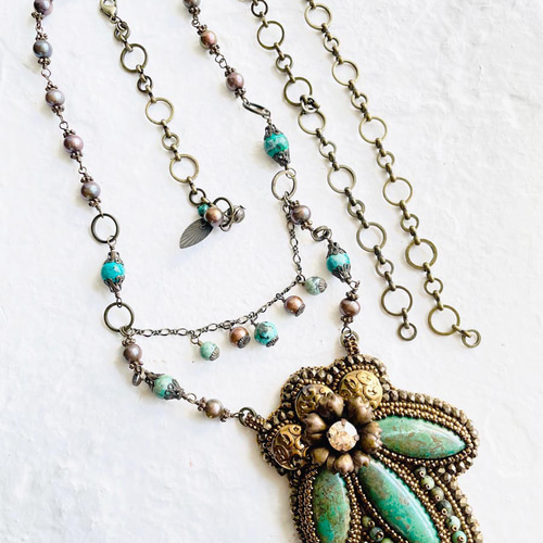 フーベイターコイズデスクビーズネックレス&色んなお石のブレスレット