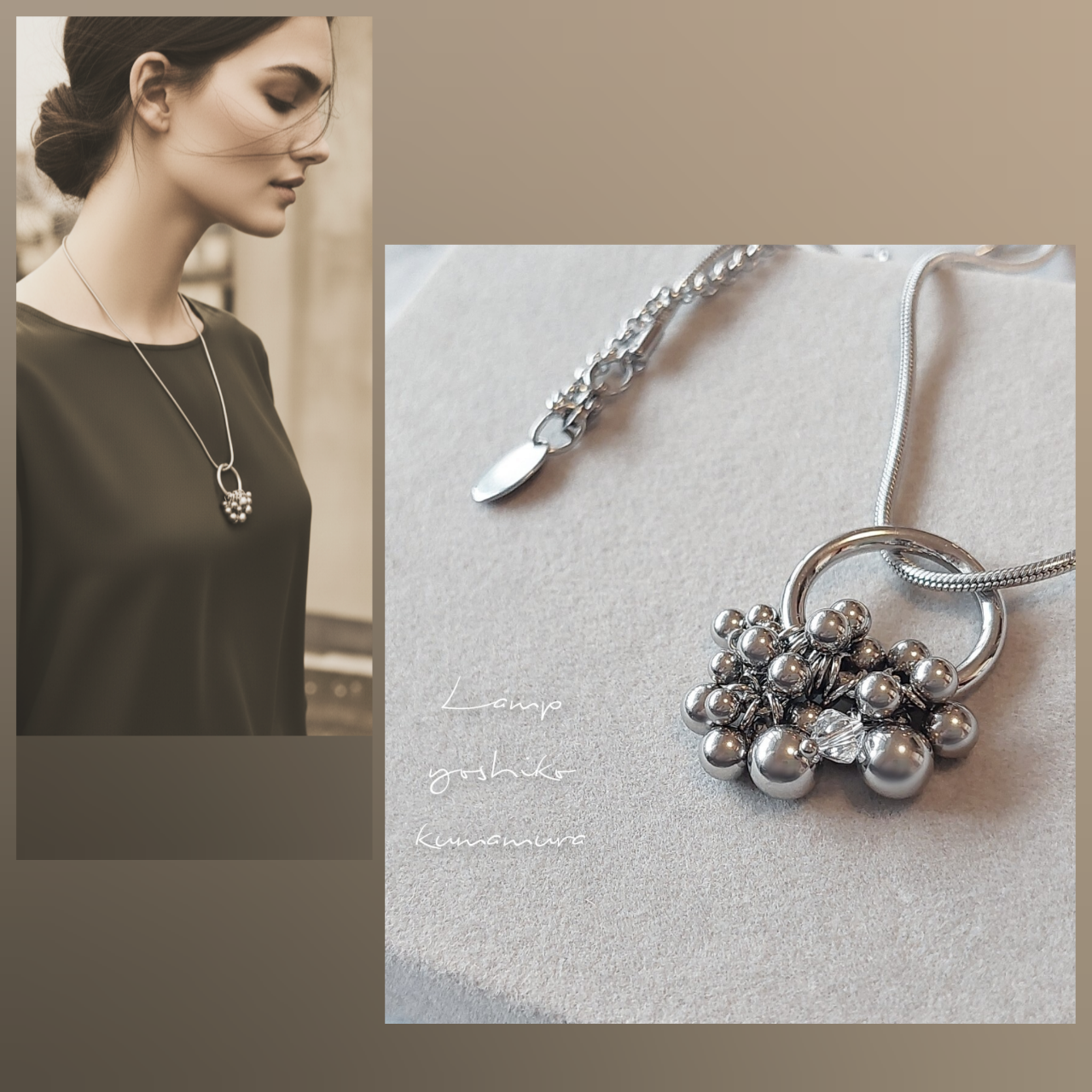 2way ネックレス プルプル ステンレス ボリューム ボールリング シルバー 6,952円