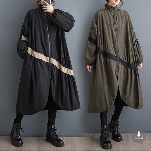 大きいサイズ レディース コート アウター 春 秋冬 新品 長袖 カーキ 