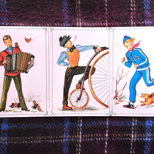 France vintage マドモアゼルとギャルソン・イラスト絵葉書