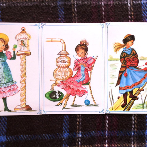 France vintage マドモアゼルとギャルソン・イラスト絵葉書