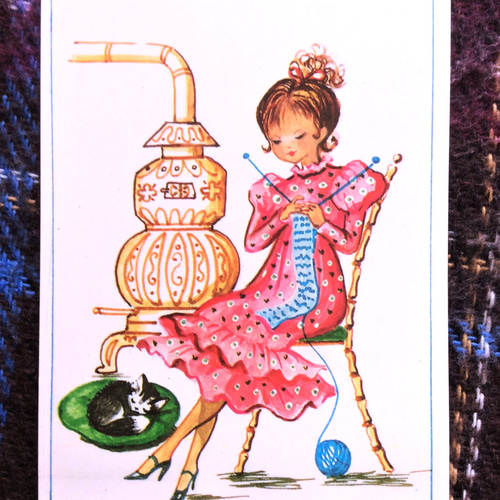 France vintage マドモアゼルとギャルソン・イラスト絵葉書