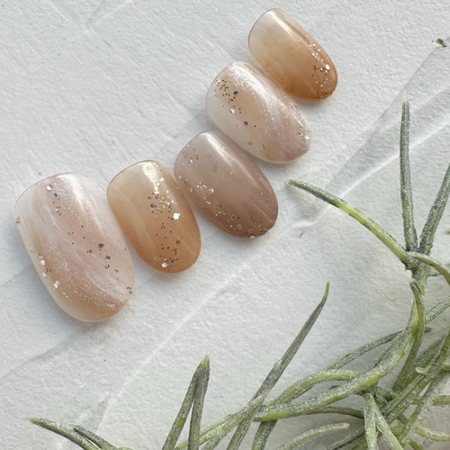 キャラメルニュアンス ネイルチップ No93. キャメルブラウンネイル ネイルチップ（つけ爪） PonNail