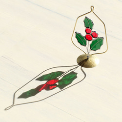 12月の誕生花　柊　（真鍮ベース・ステンドグラス） 8枚目の画像