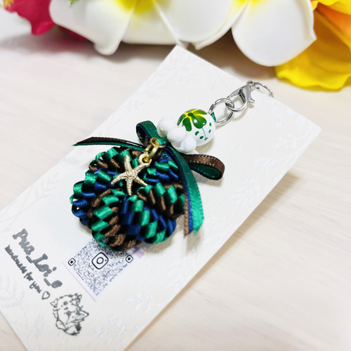 ハワイアンリボンレイ ストラップ ② キーホルダー Pua_Lei_e