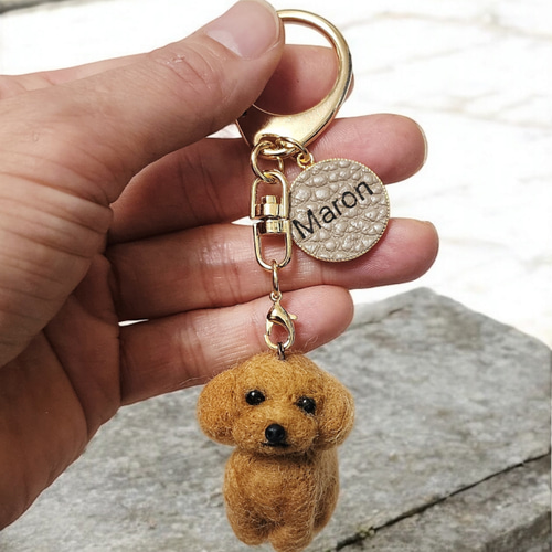 羊毛フェルトオーダーわんちゃんネーム入りキーホルダー