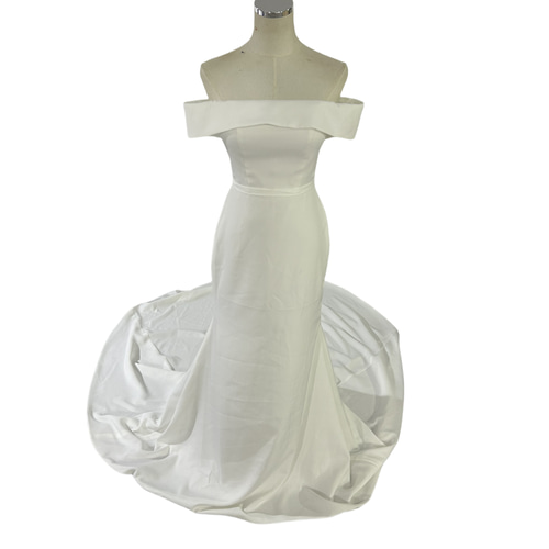 シンプル オフショルダー マーメイドウエディングドレス 前撮り ドレス