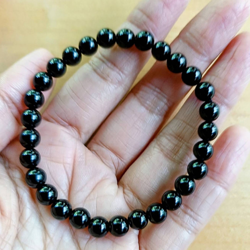 送料無料】モリオンAAA 黒水晶 6ミリ ブレスレット ブレスレット