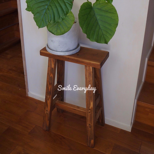 Creema限定 サイズオーダー】棚付 無垢材 木製スツール ベンチ 椅子