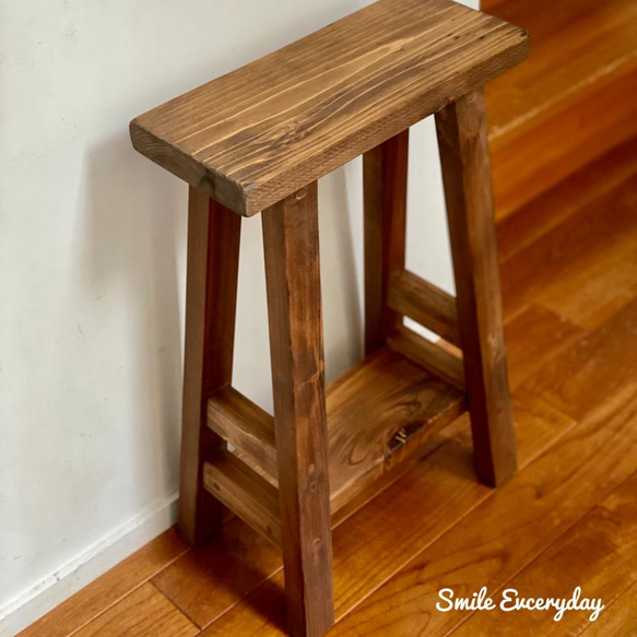 Creema限定 サイズオーダー】棚付 無垢材 木製スツール ベンチ