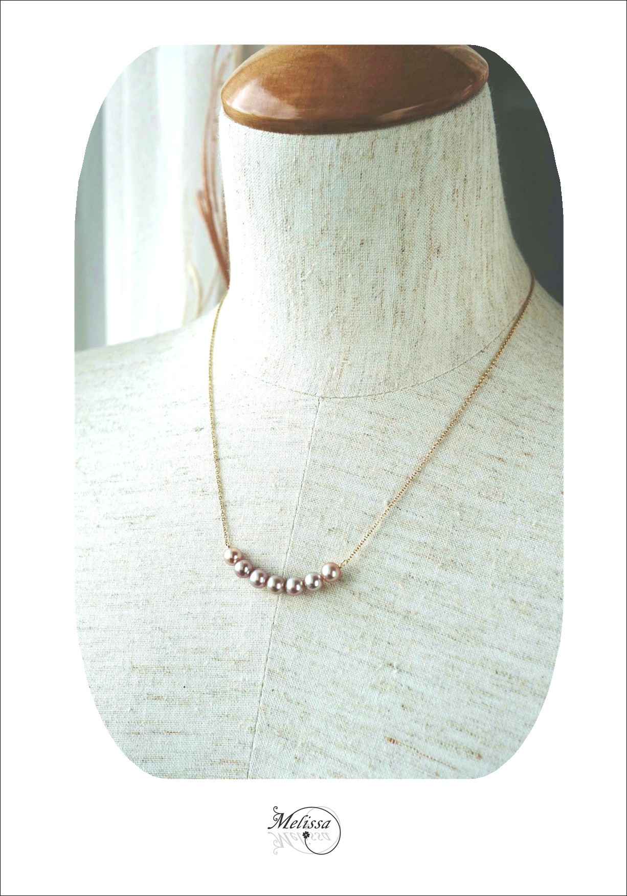 淡水ピンクパールの7粒ネックレスとピアスセット