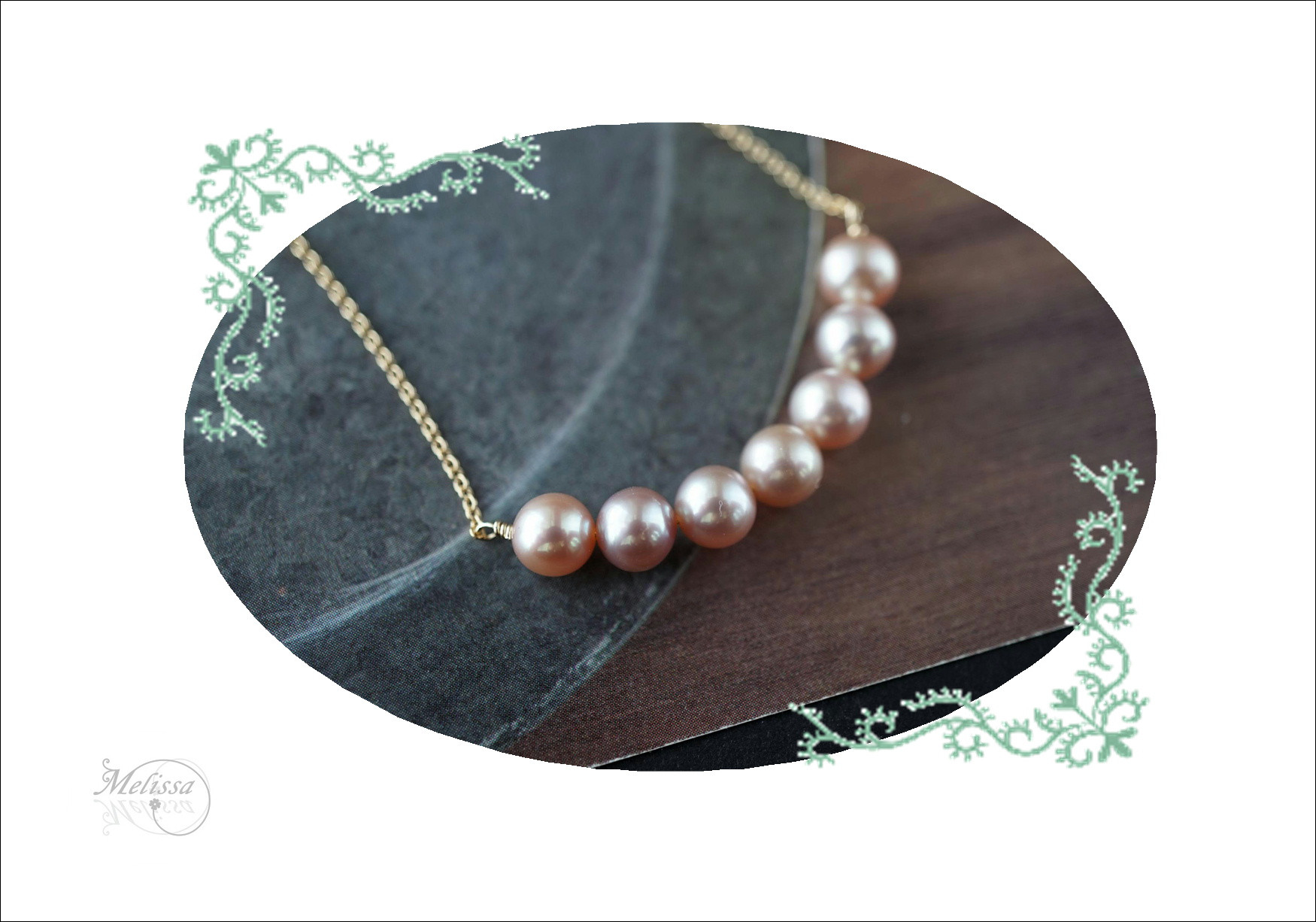 淡水ピンクパールの7粒ネックレスとピアスセット