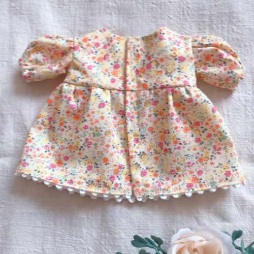 26cmドール用 裏地付き♡かわいい小花柄ワンピース 長袖 ワンピース